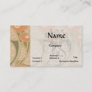 orange poppies art noueveau style business card
