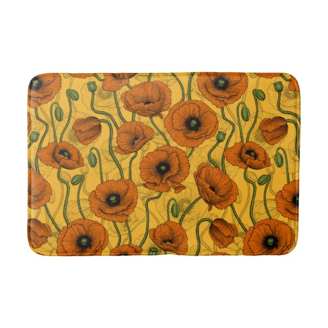 Orange Poppies Bath Mat (Front)