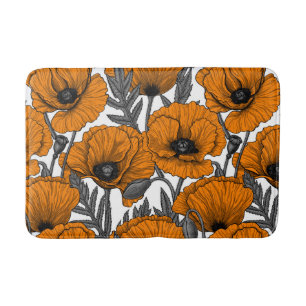 Orange poppies bath mat