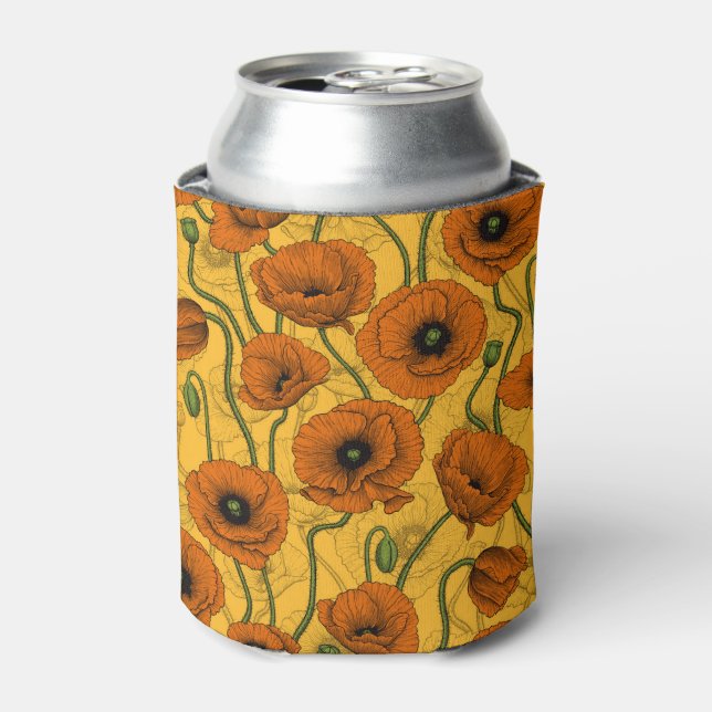 Orange Poppies Can Cooler (Can Front)
