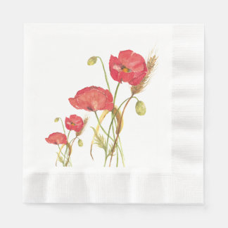 Orange Poppies Cocktail Napkin
