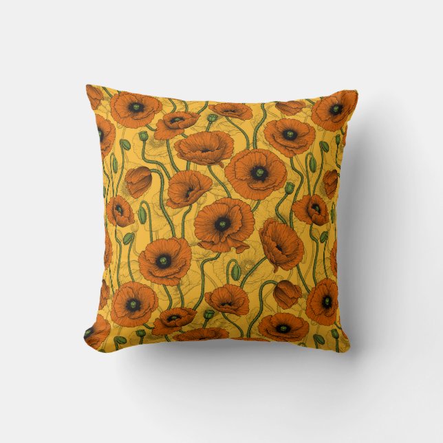 Orange Poppies Cushion (Front)
