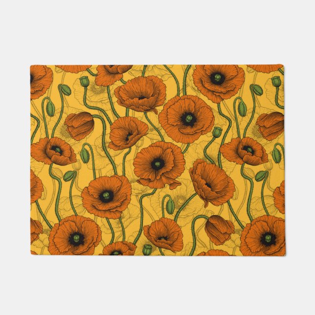 Orange Poppies Doormat (Front)