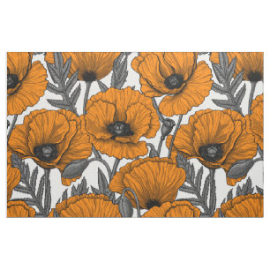 Orange poppies fabric