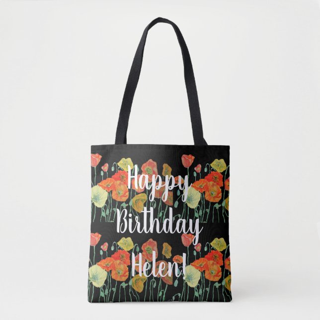 Orange Poppies Floral flowers Birthday Girl Bag (Front)