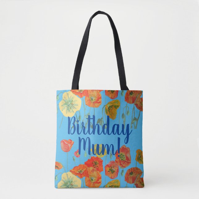 Orange Poppies Floral flowers Birthday Mom Bag (Front)