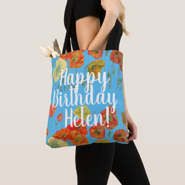 Orange Poppies Floral flowers Birthday Womans Bag (Close Up)