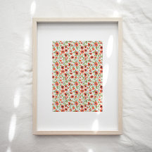 Orange Poppies Floral Pattern Art Print