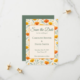 Orange Poppies Flowers  Save The Date