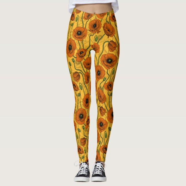 Orange Poppies Leggings (Front)