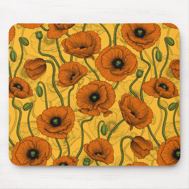 Orange Poppies Mouse Mat (Front)