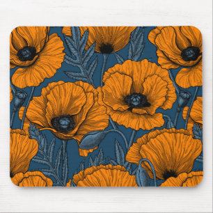Orange poppies mouse mat