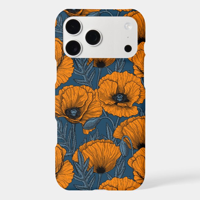Orange poppies on dark blue (Back)