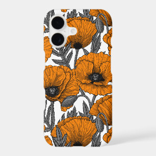Orange poppies on white