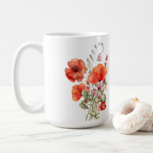Orange Poppies on White Coffee Mug