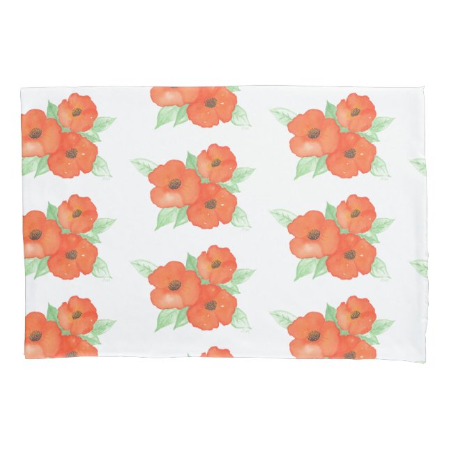 Orange Poppies Pillowcase (Front)