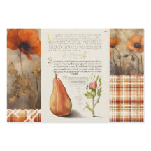 Orange Poppies, Plaid, and Pear Collage Giftwrap