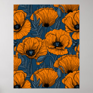 Orange poppies poster