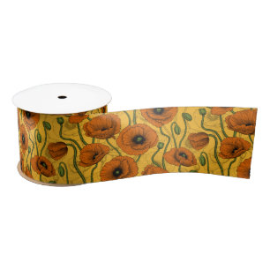Orange Poppies Satin Ribbon