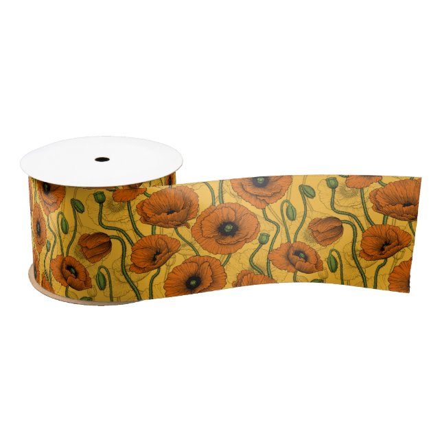 Orange Poppies Satin Ribbon (Spool)