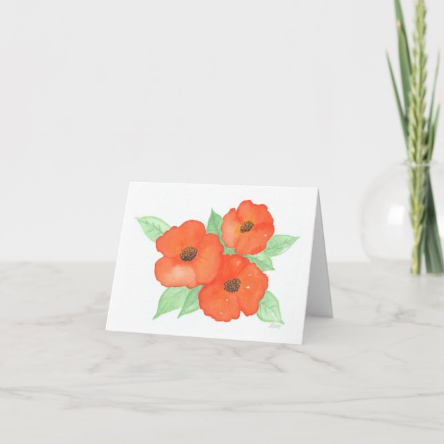 Orange Poppies small Note Cards (Front)
