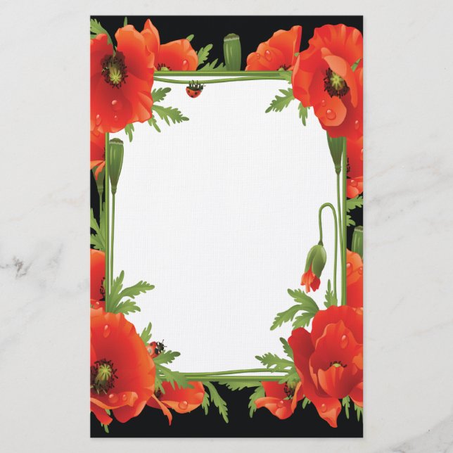 Orange Poppies Stationary Stationery (Front)