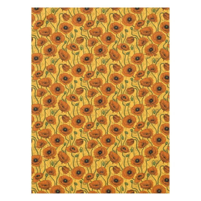 Orange Poppies Tablecloth (Front)