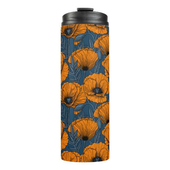 Orange poppies thermal tumbler (Front)