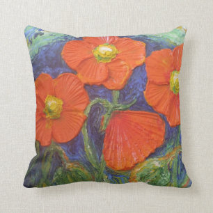 Orange Poppies Throw Pillow