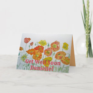 Orange Poppies Watercolor Get Well Soon Card
