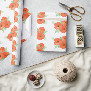 Orange Poppies Wrapping Paper
