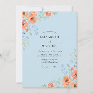 Orange Poppy Cornflower Wedding Invitation