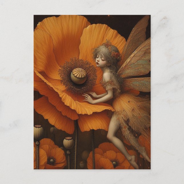 Orange Poppy Fairy  Postcard (Front)