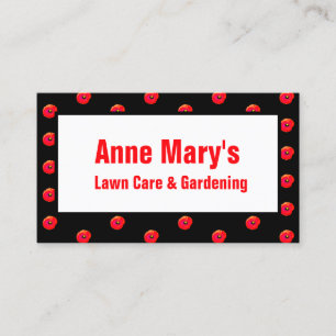 Orange Poppy Floral Garden Lawn Care Black Business Card