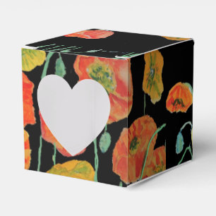 Orange Poppy  Floral Wedding Cake Favor Box