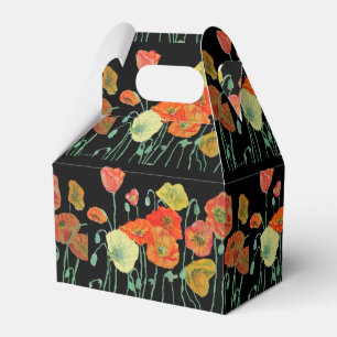 Orange Poppy  Floral Wedding Cake Favor Box
