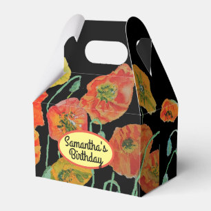 Orange Poppy  Floral Wedding Cake Favour Box