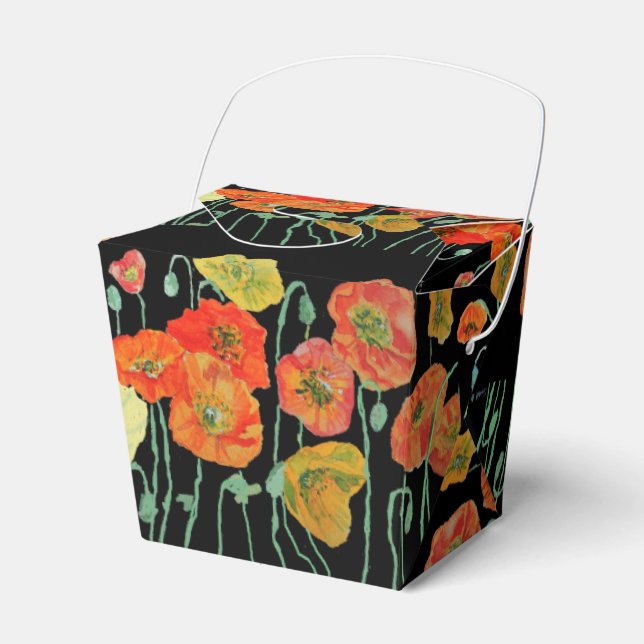 Orange Poppy Floral Wedding Cake Favour Box (Front Side)