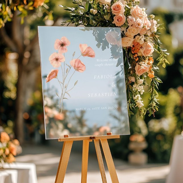 Orange Poppy Flower botanical Wedding Welcome sign (Creator Uploaded)