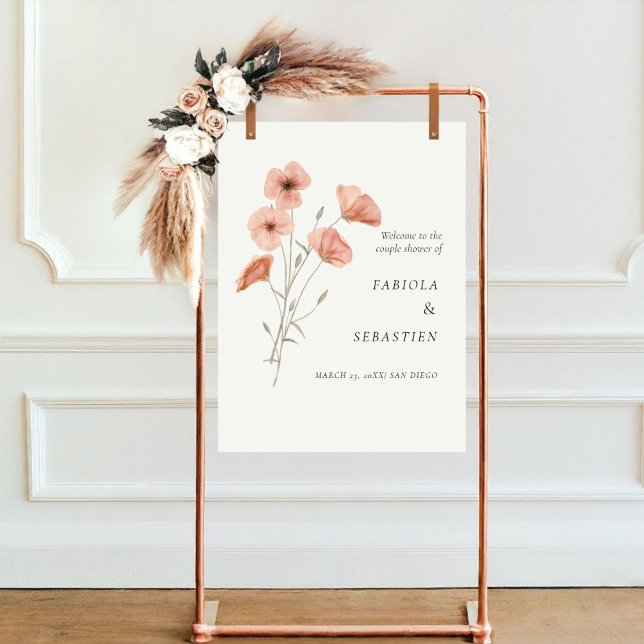 Orange Poppy Flower couple Shower Welcome sign (Creator Uploaded)