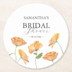 Orange Poppy Flower Drink Coasters
