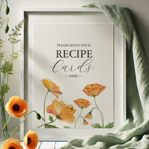 Orange Poppy Flower Leave Your Recipe Card Here Poster
