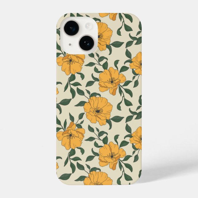 Orange Poppy Flower Pattern iPhone Case (Back)