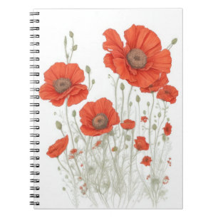 Orange Poppy Flowers Notebook