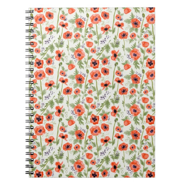 Orange Poppy Flowers Notebook (Front)