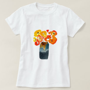 Orange poppy flowers watercolor T-Shirt