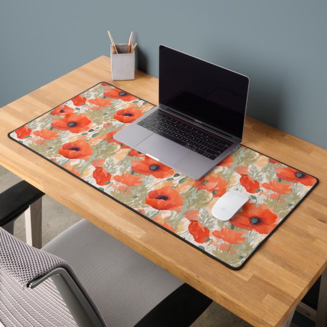Orange Poppy Meadow Desk Mat (Office 2)