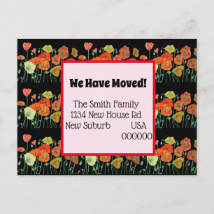 Orange Poppy New Address Postcard, We Are Moving Postcard