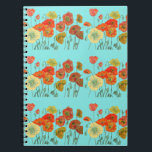 Orange Poppy Poppies Floral Flowers Aqua Notebook<br><div class="desc">Orange Poppy Poppies Floral Flowers Aqua Notebook. This notebook would make such a welcome gift for any garden or flower lover. Designed from my original watercolor paintings.</div>