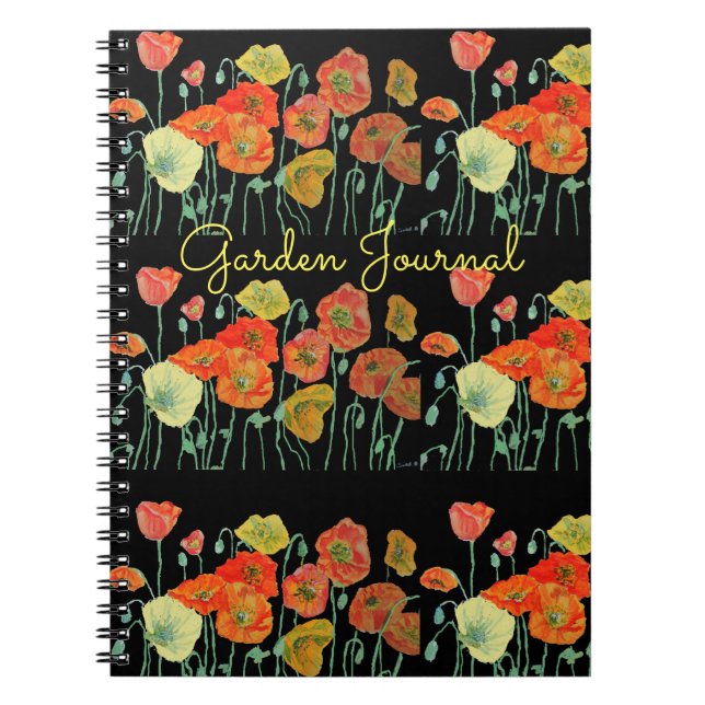 Orange Poppy Poppies Floral Garden Journal Book (Front)